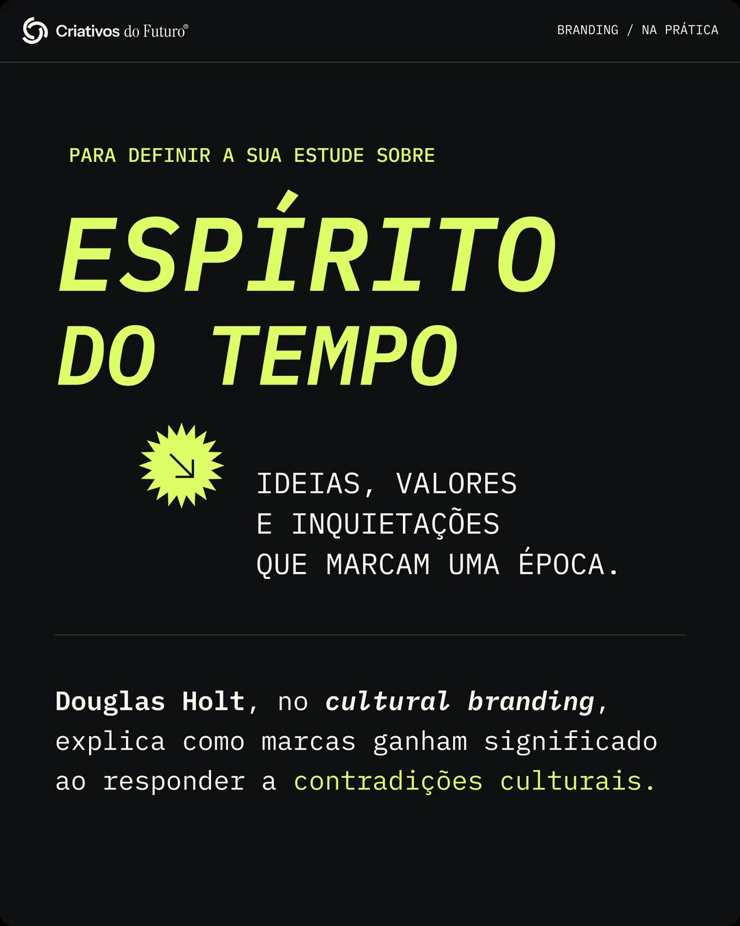 Espírito do tempo: ideias, valores e inquietações que marcam uma época.
